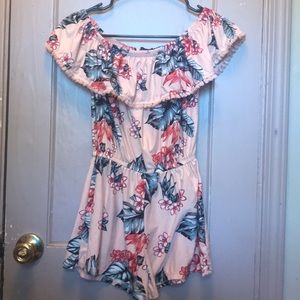 Small Pink Floral Off The Shoulder Romper
